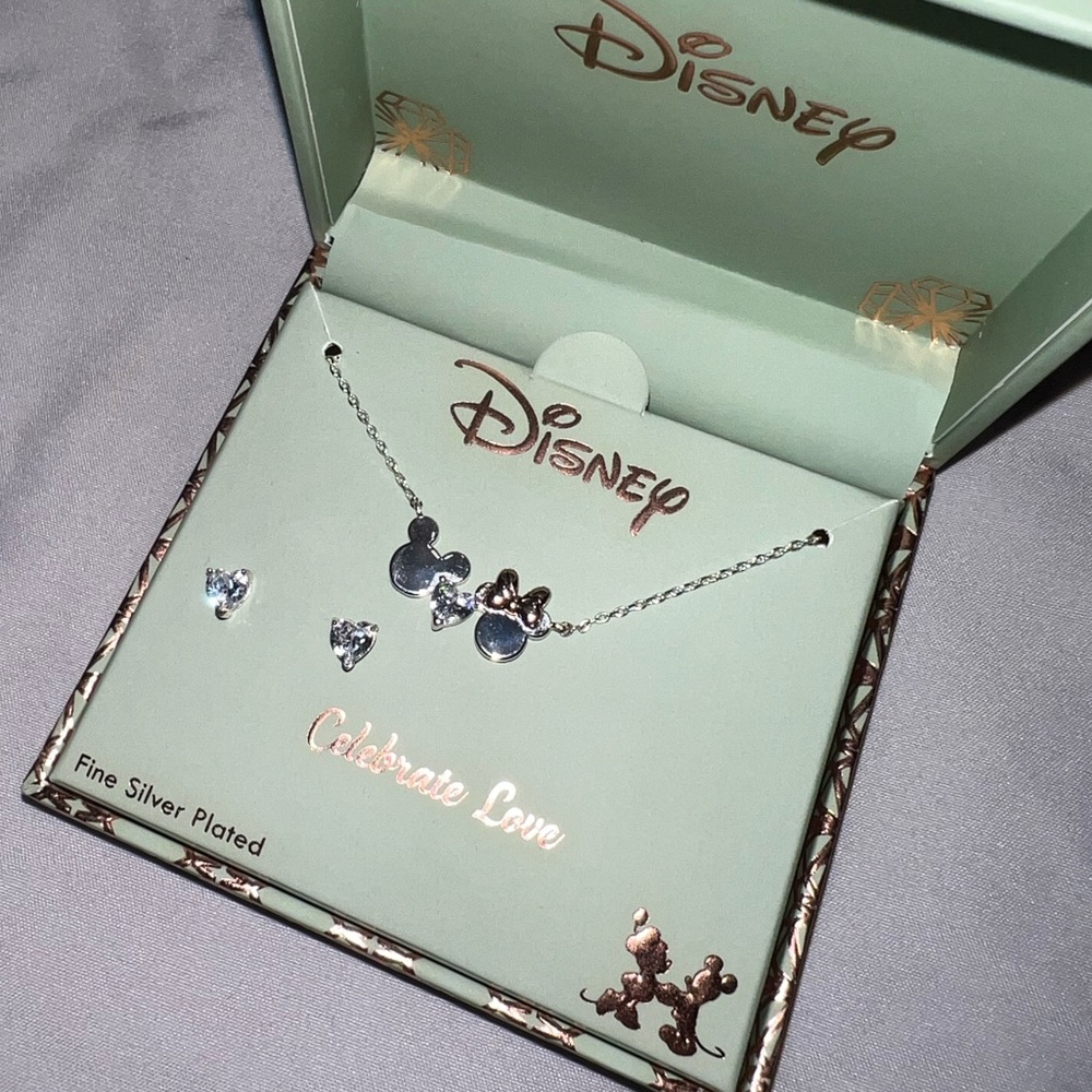 Disney Silver Mickey & Minnie Mouse Jewelry Set